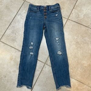 Abercrombie Kids High Rise Ankle Skinny Destroyed Pull On Jeans 14